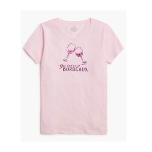 J Crew Collector Tee Pink Bordeaux Wine Glasses Graphic T Shirt Women's Small S